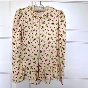 Vintage Y2K Betsey Johnson ivory/pink rose print hoodie M